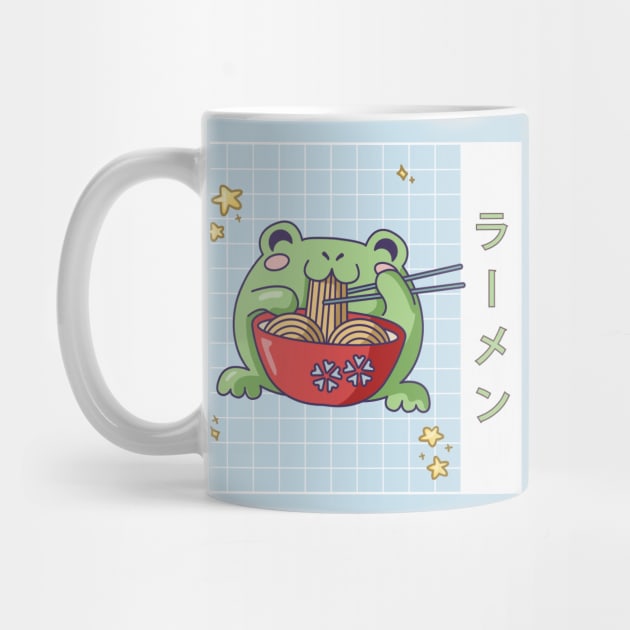 Japanese Cottagecore Ramen Eating Frog Kawaii by uncommontee